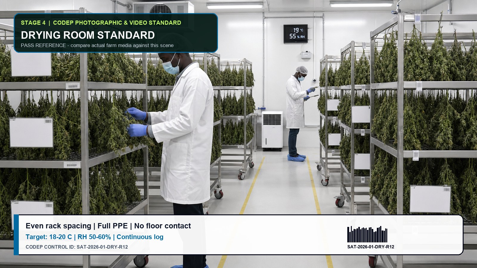 CODEP harvest and drying intake photographic standard with barcode label